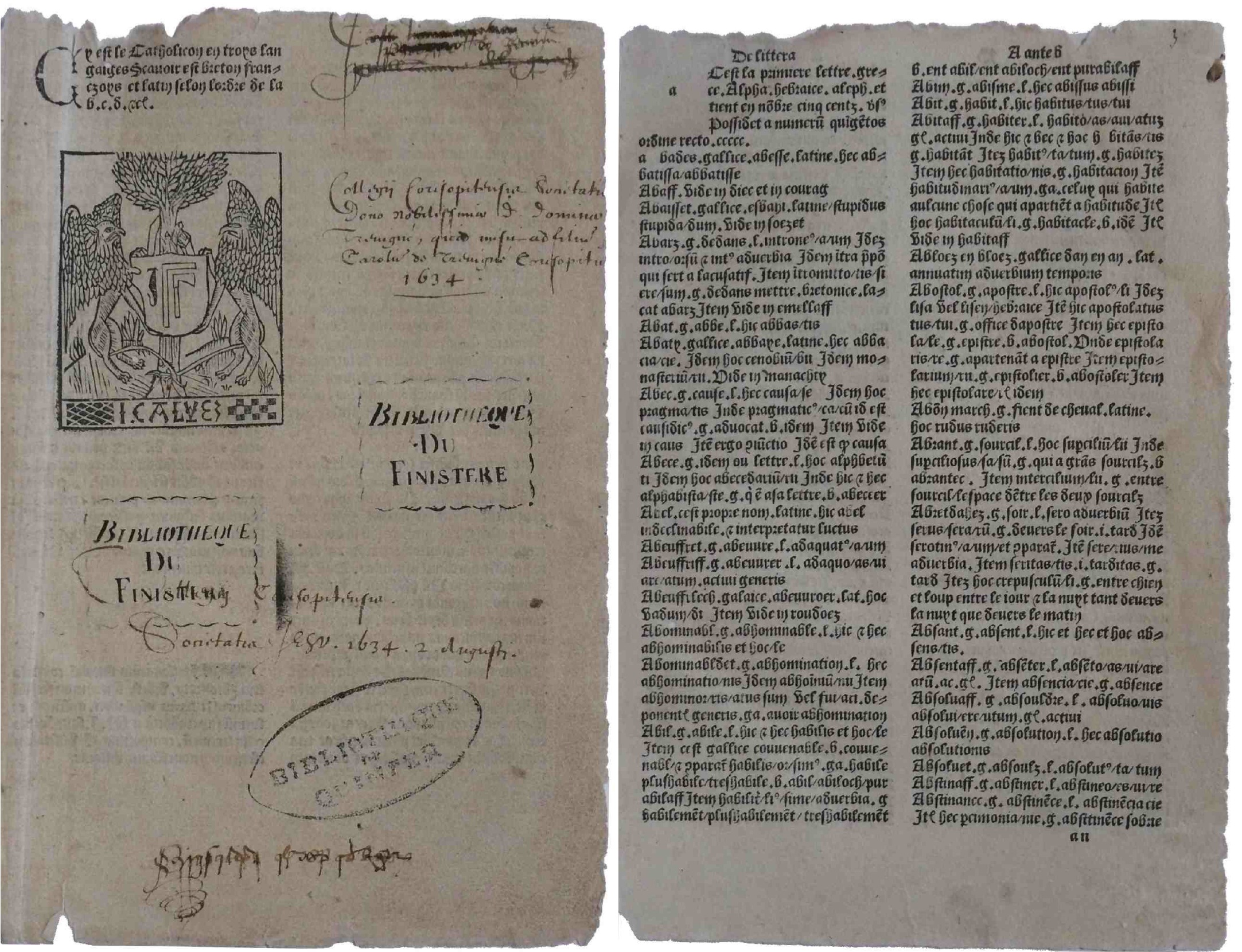 Extrait de l'édition de Jehan Calvez - 05 novembre 1499 - Bibliothèque de Quimper