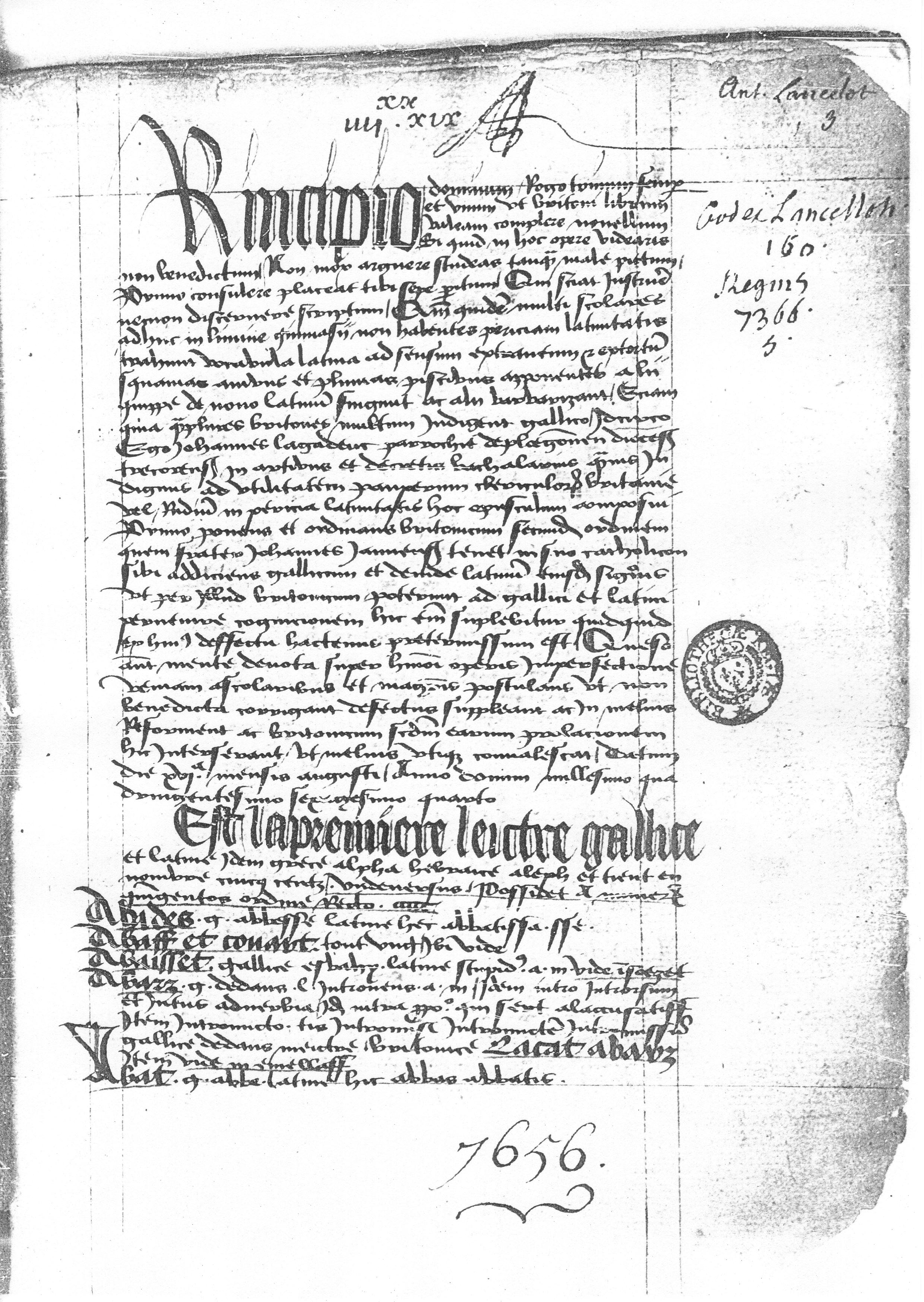 Prologue du Catholicon dans le manuscrit